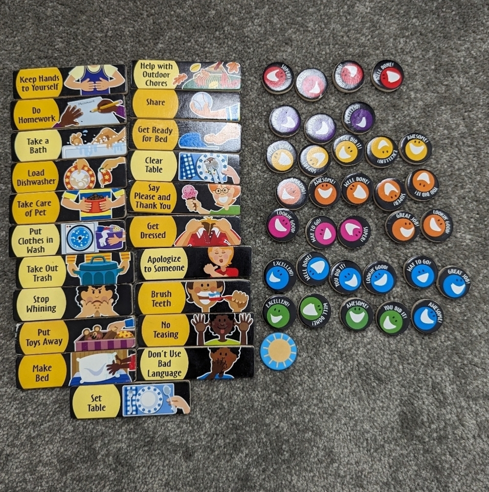 Children's Reward and Chore Chart Magnets Set - Behavior and Task Management